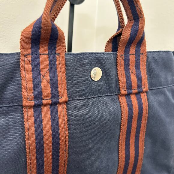 1068 HERMÈS Toile Fourre-Tout PM Tote Blue - Picture 8 of 8